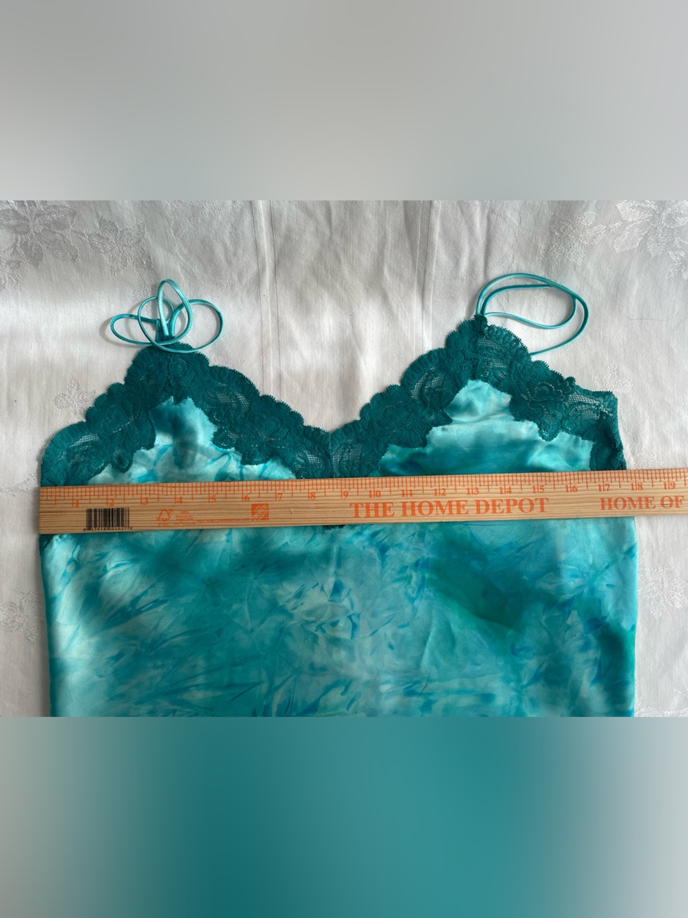 Valerie Stevens Cami Top Medium Turquoise Tie Dye Lace Trim Mermaidcore Fairy - Picture 5 of 8